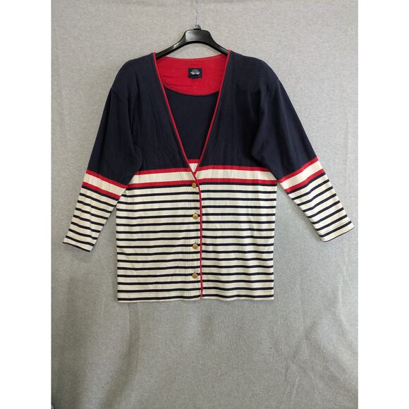 Dockers Cardigan Men’s 1X Black Vintage Golf Sweater with Blue Stripe V Neck - Picture 1 of 15